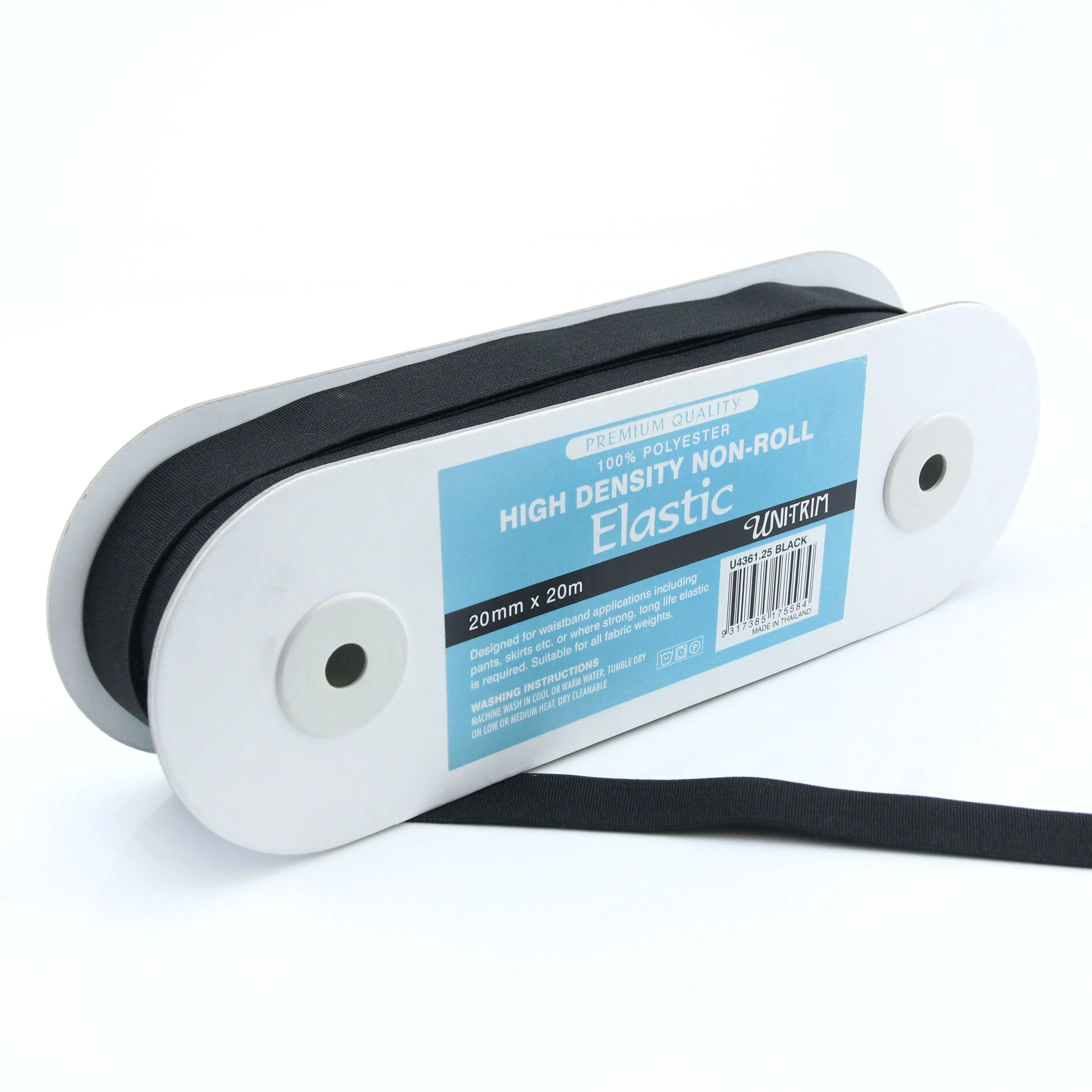 *High Density Non-Roll Elastic (20mm) - Black