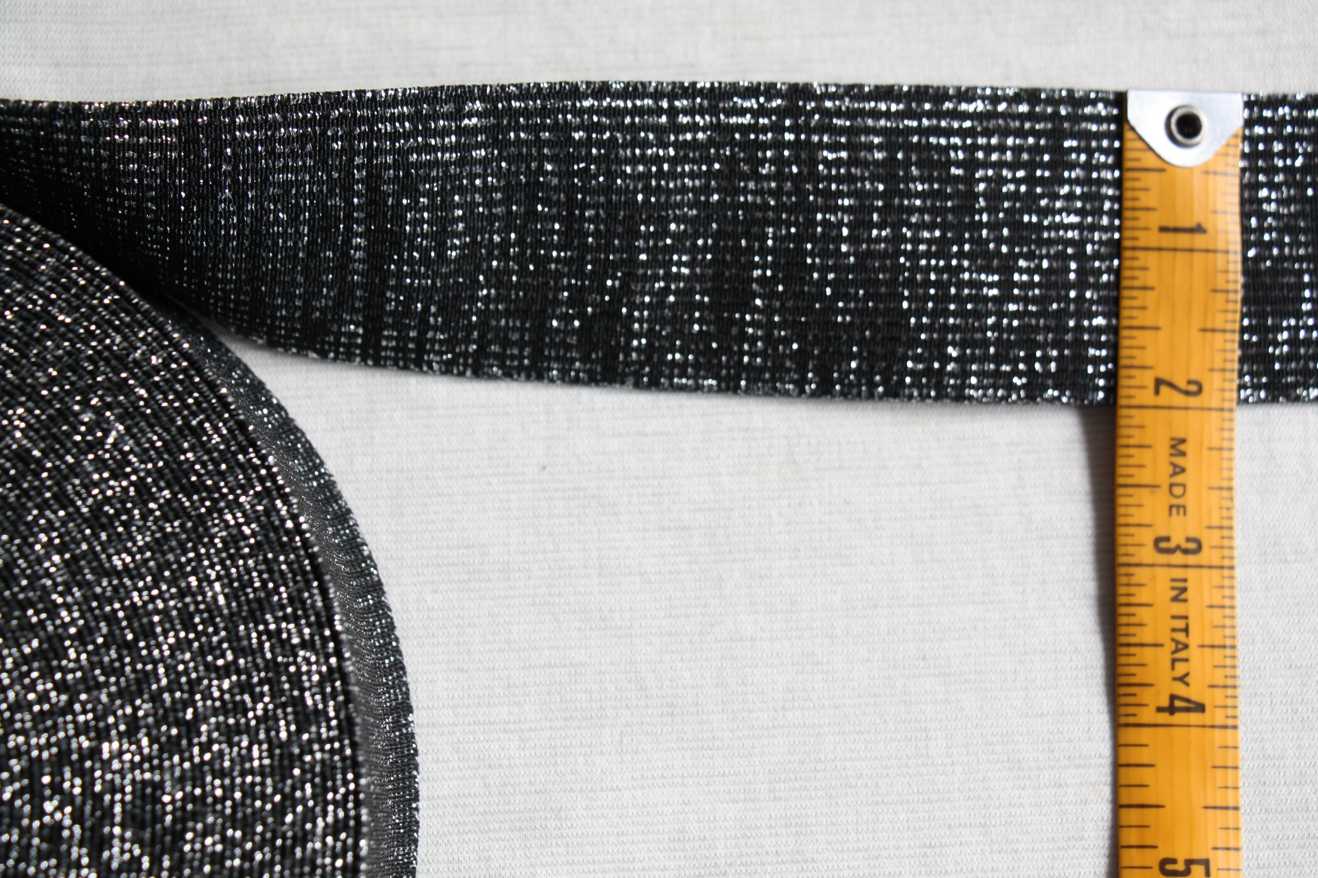 Metallic Fancy Elastic (50mm/ 2") - Black/Silver - Image 2