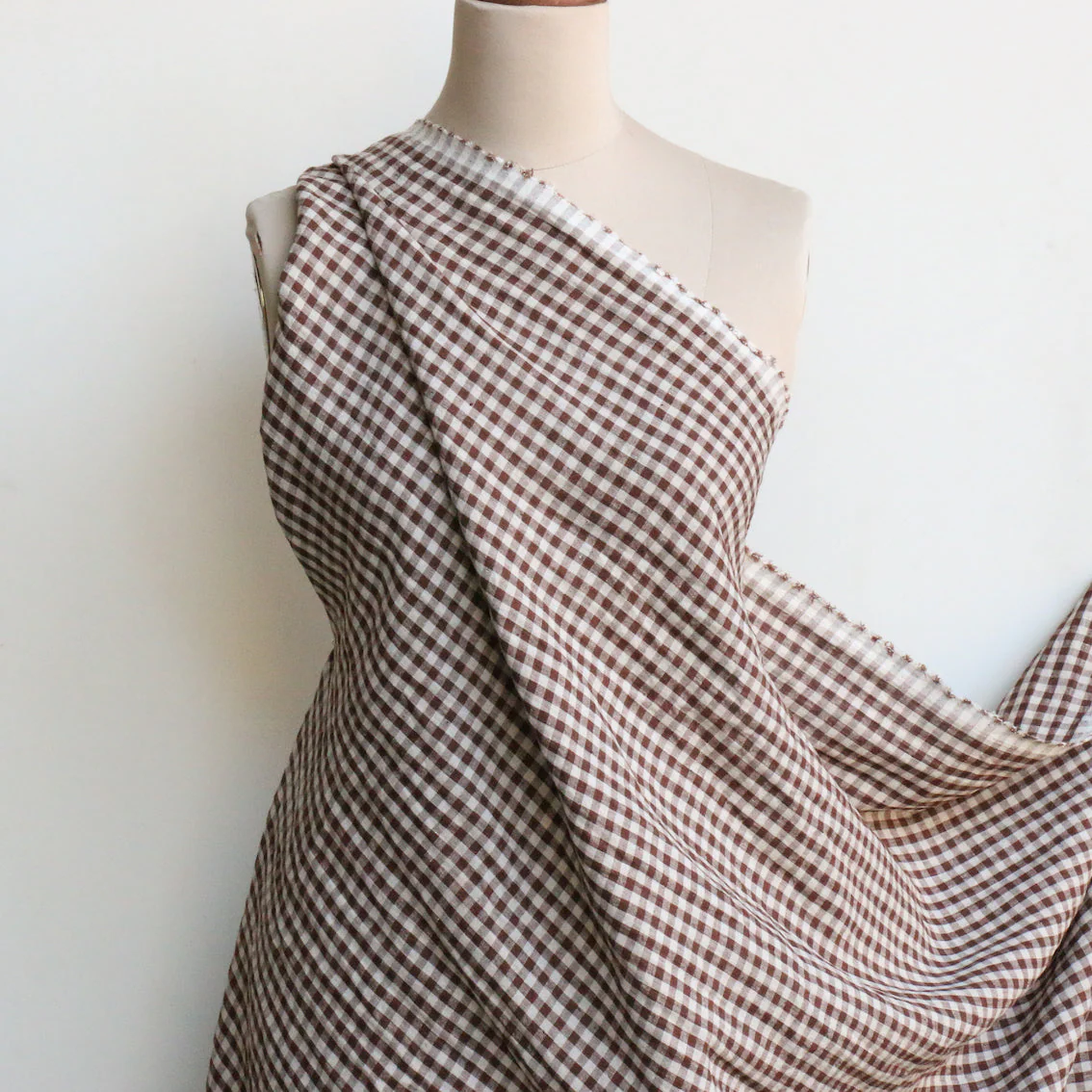 Abby Check Chocolate Washed Linen - Image 4