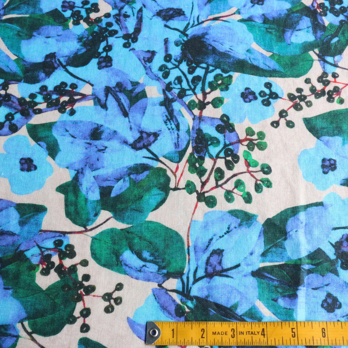 Azure Garden Washed Printed Linen - Image 3