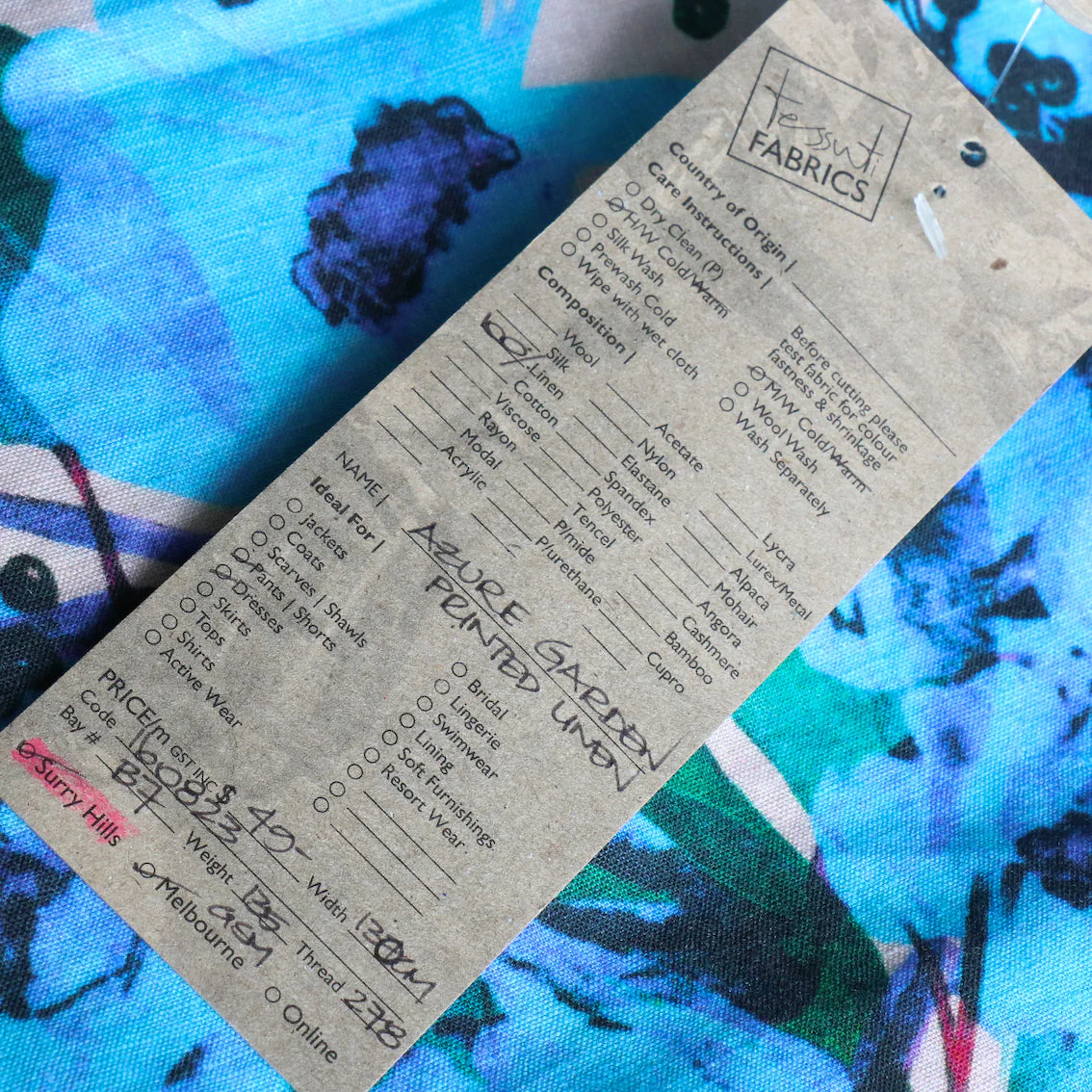 Azure Garden Washed Printed Linen - Image 5
