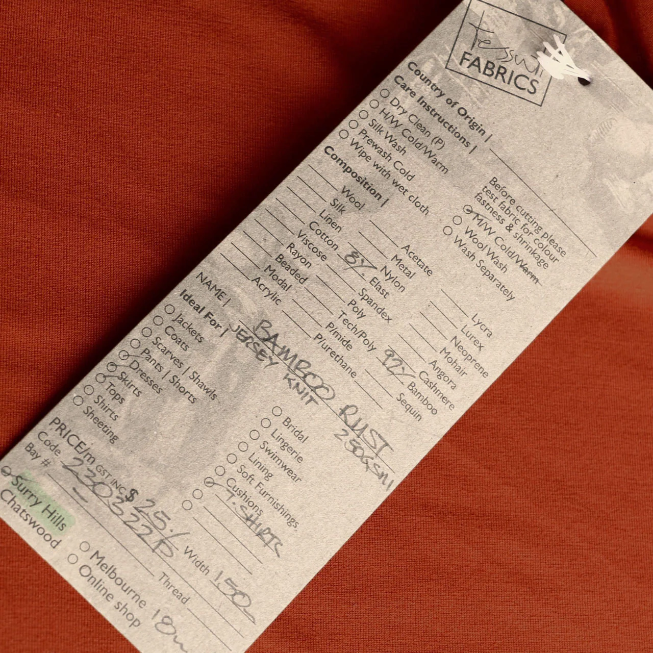 Bamboo Jersey Knit - Rust (250gsm) - Image 3