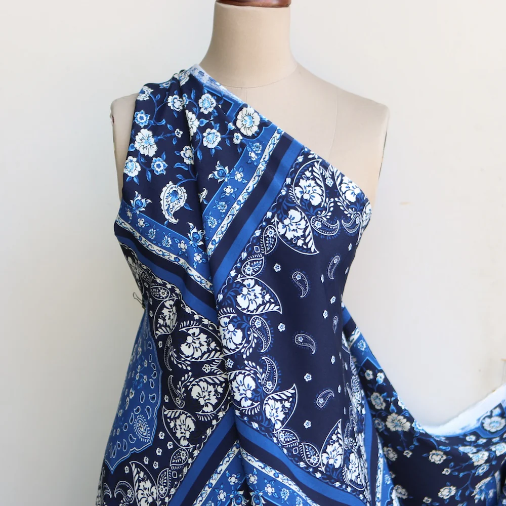 Blu Giardino Viscose - Panel Print - Image 6