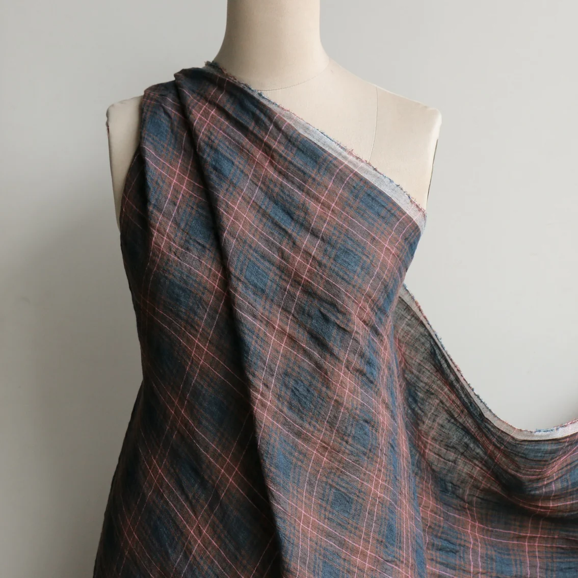 Byron Check Nut/Black/Pink Linen Gauze - Image 5