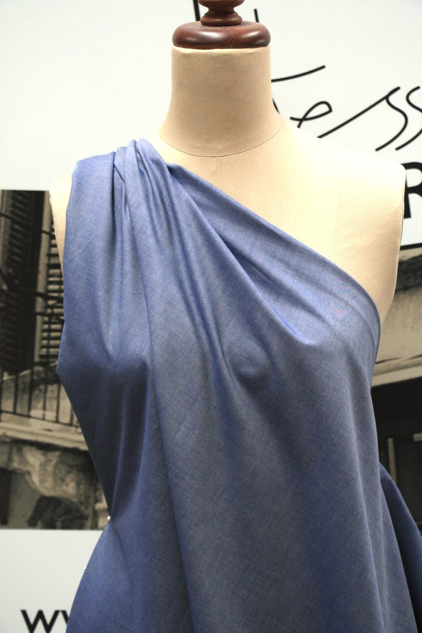 Chambray Navy - Cotton Shirting - Image 3