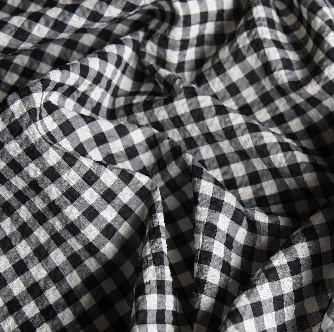 Charcoal Check Ivory Seersucker - Image 2