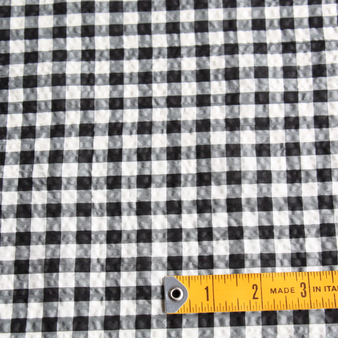 Charcoal Check Ivory Seersucker - Image 3