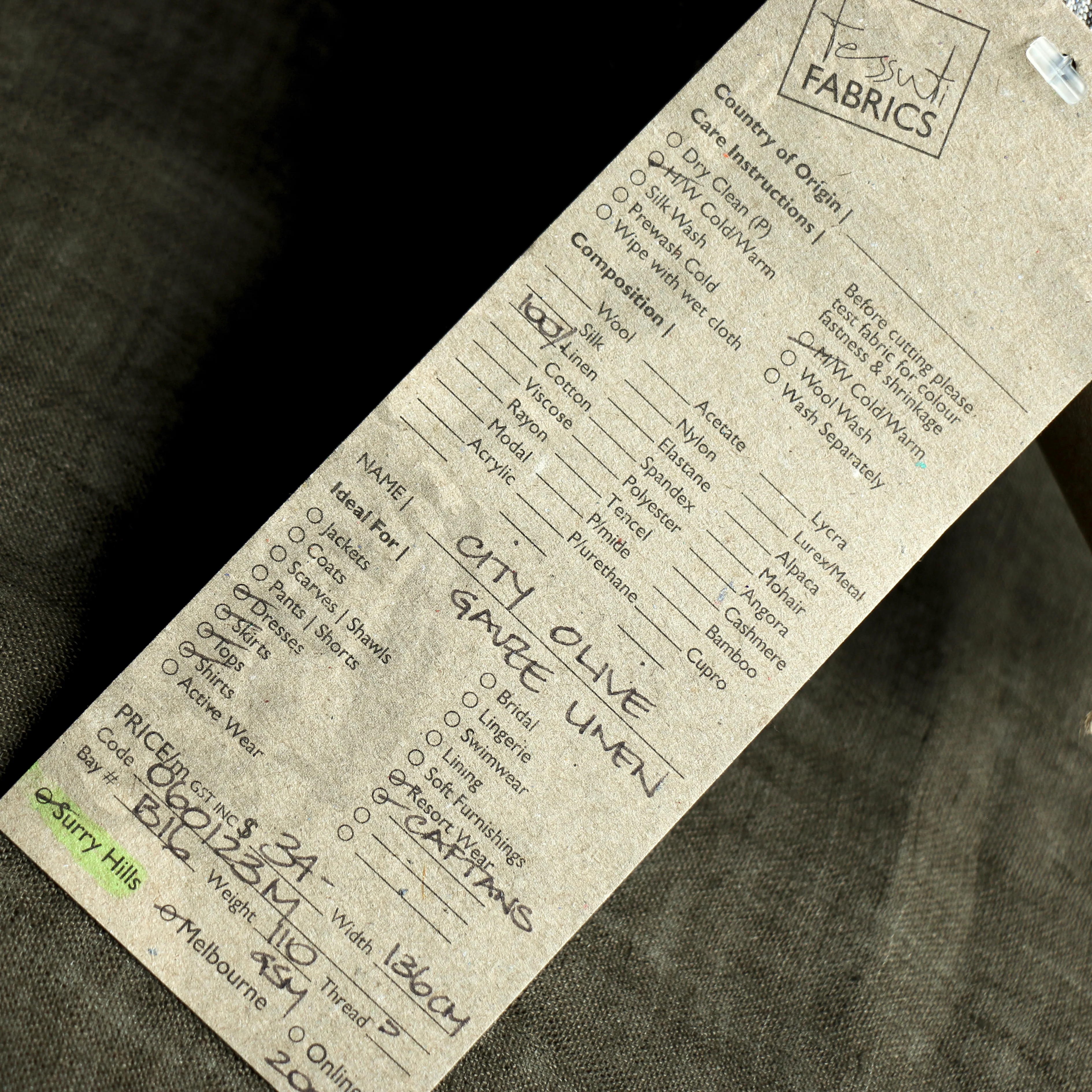 City Olive Washed Linen Gauze - Image 3