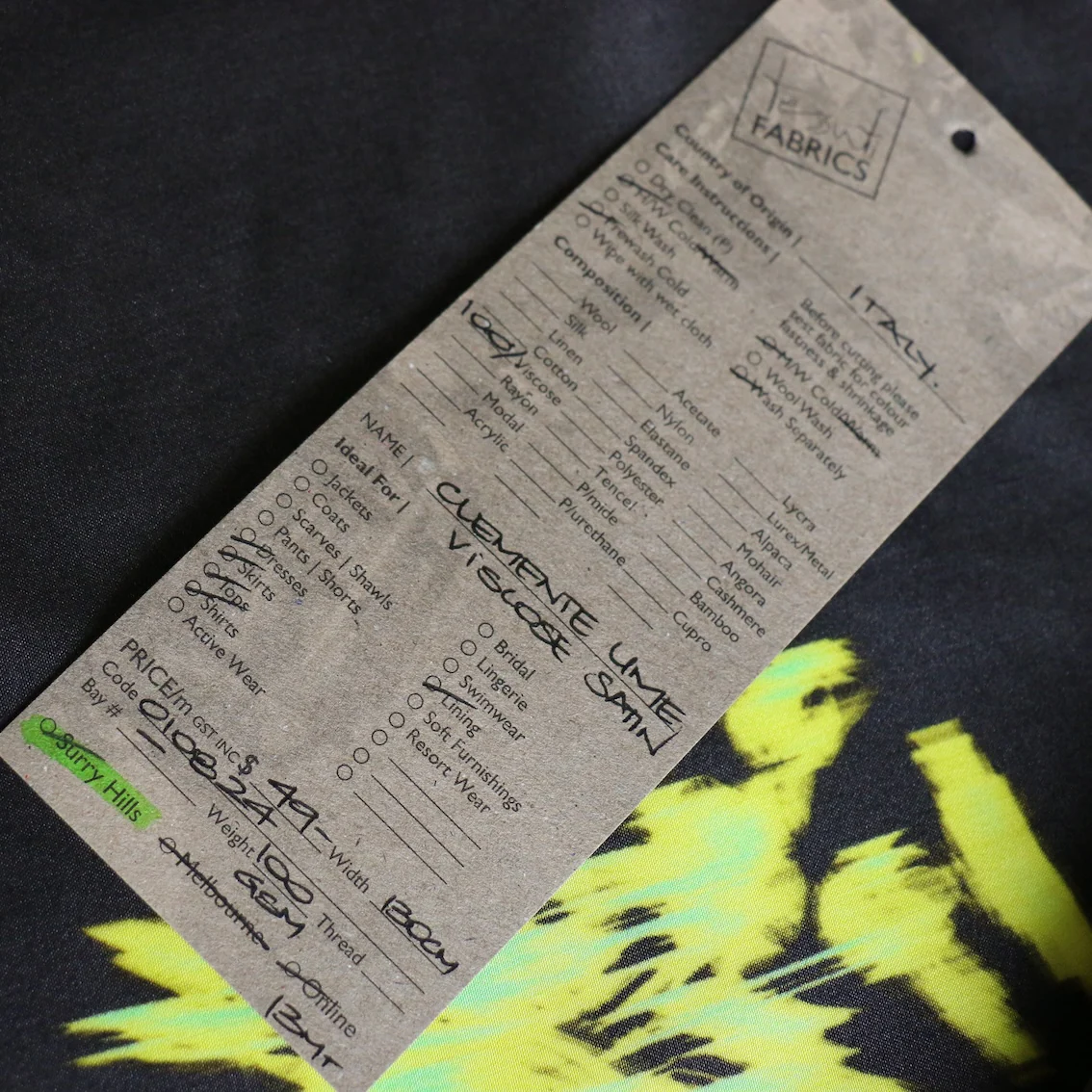 Clemente Lime Viscose Satin - Image 4