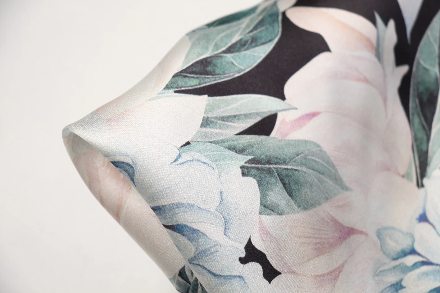 Ellie's Garden Teal Silk Satin - Image 2