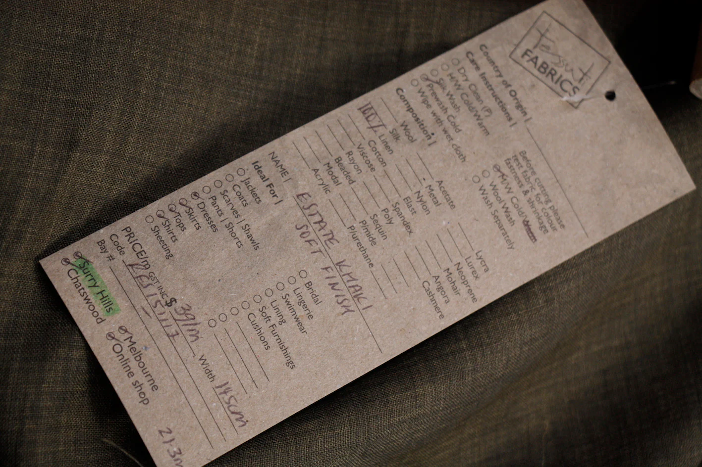 Estate Khaki - Soft Finish Linen - Image 2