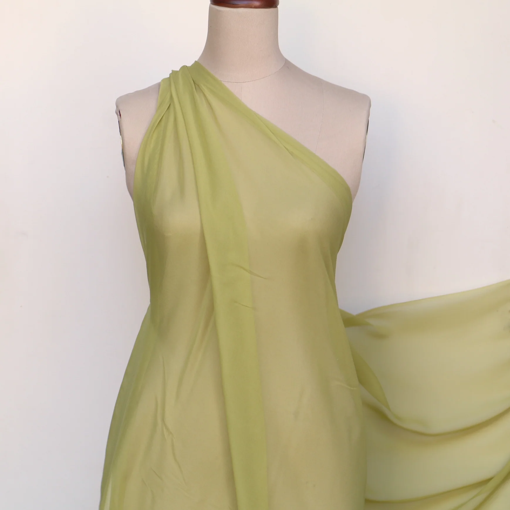 Gette Olive Silk Georgette - Image 4