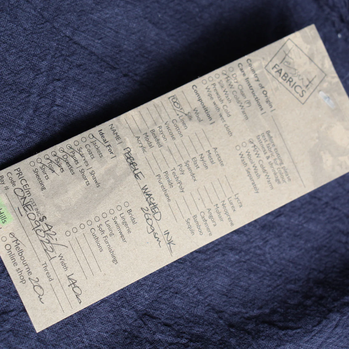 Pebble Washed Ink Linen - Image 3