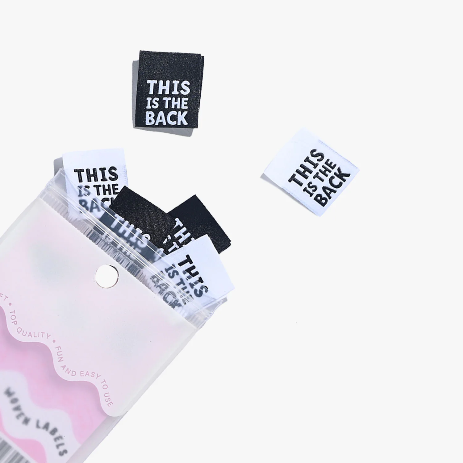 KATM Woven Labels - "THIS IS THE BACK" - woven sewing labels 6 Pack - Image 2
