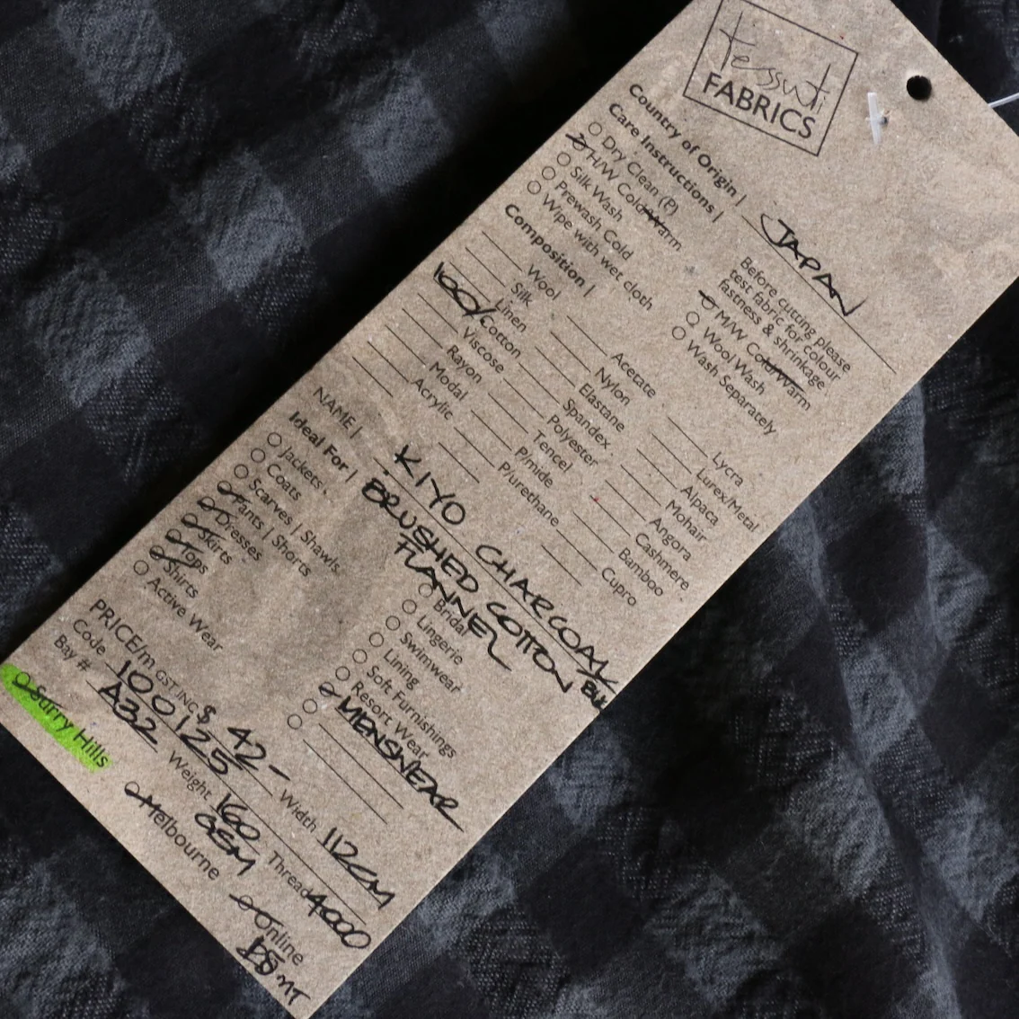 Kiyo Charcoal/Black Brushed Cotton Flannel - Image 4