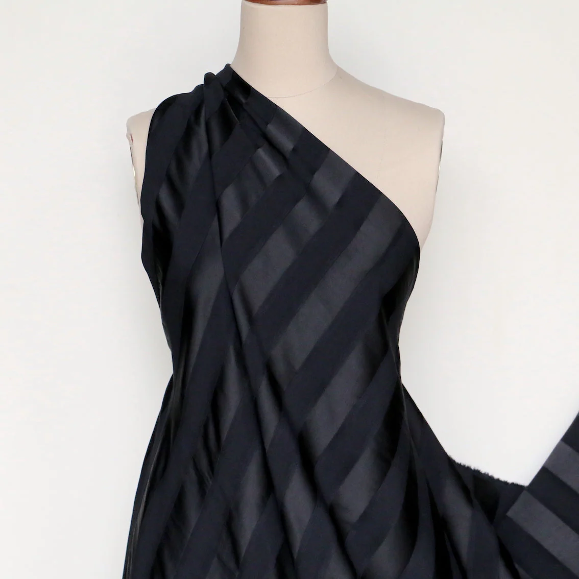 Last Chance of Black On Black Stripe Viscose - Image 5