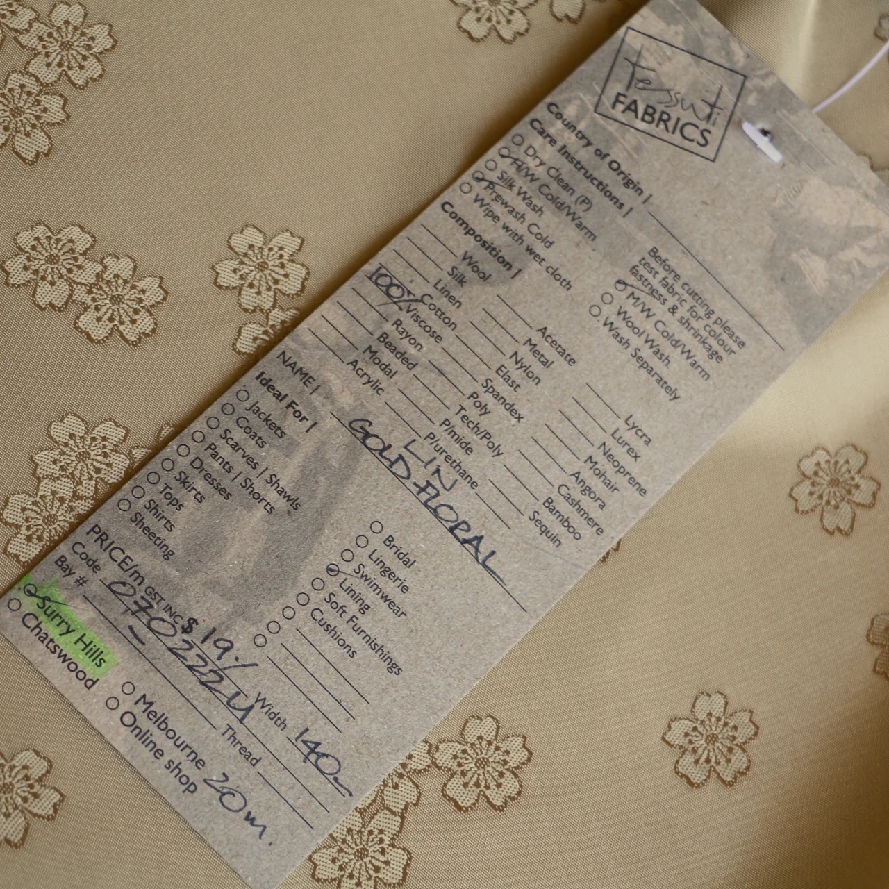 Lin Gold Floral - Fancy Lining - Image 4