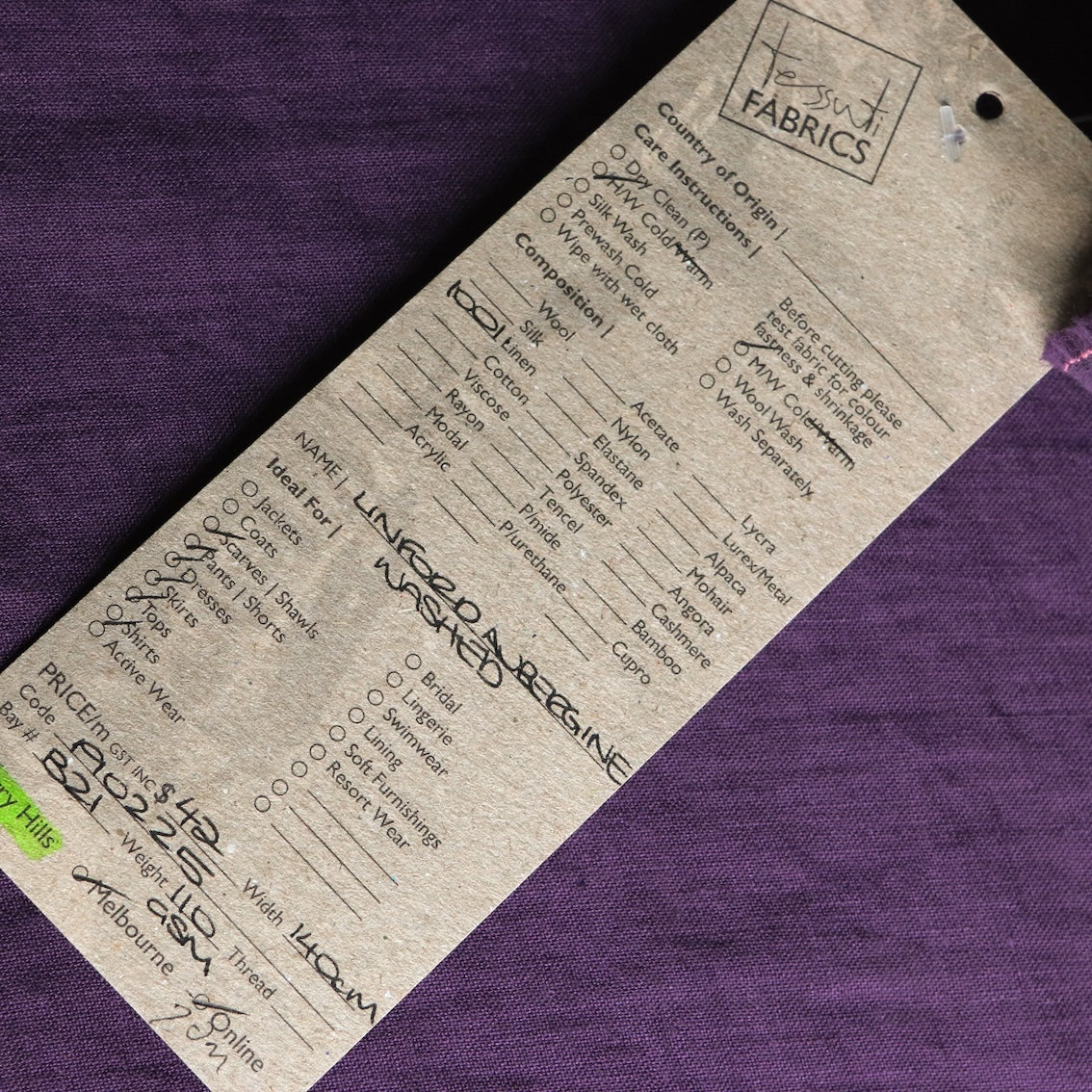 Linford Aubergine Washed Linen - Image 3