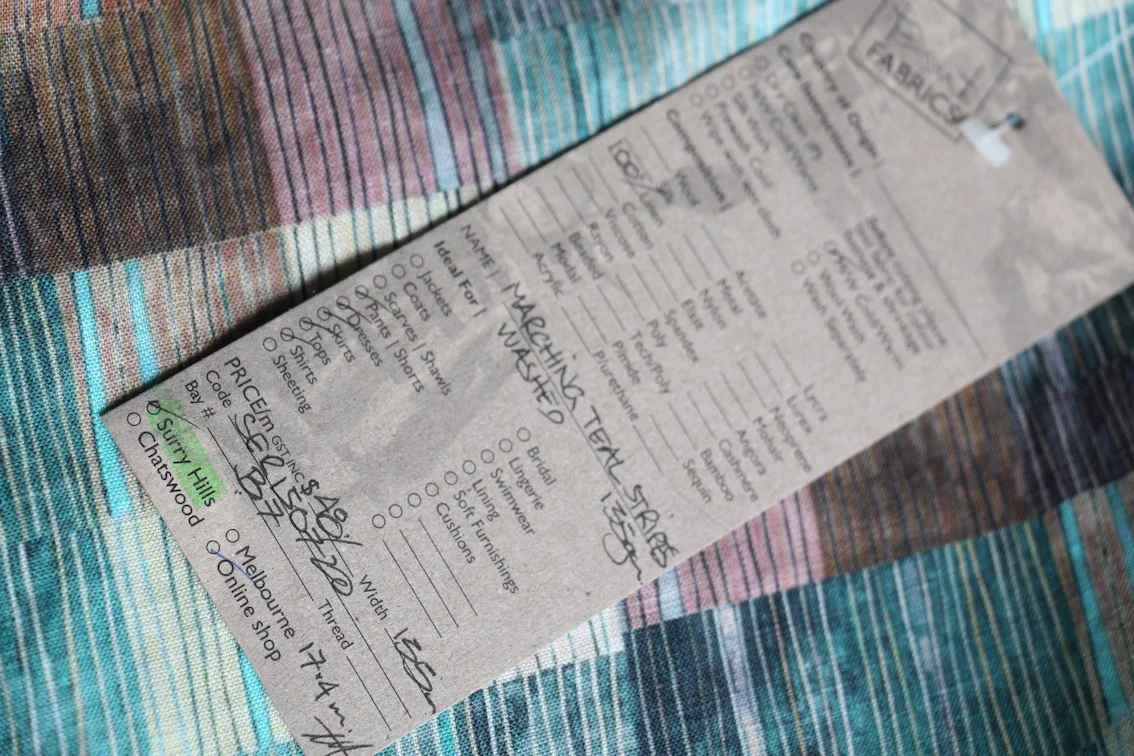 Marching Teal Stripes Washed Printed Linen - Image 4