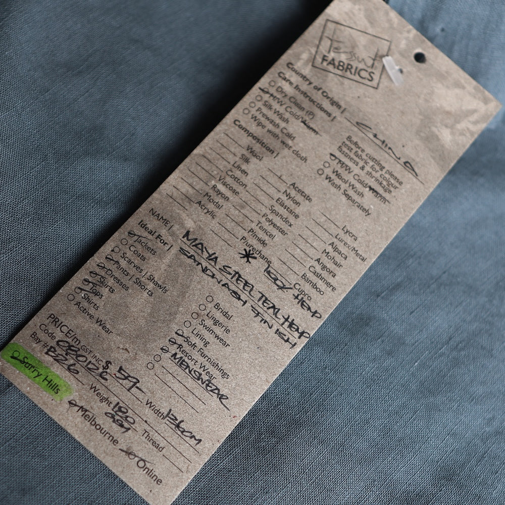 Maya Steel Teal Hemp - Sandwashed Finish - Image 3