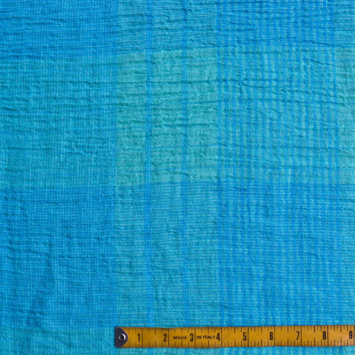 Menorca Aqua Check Crinkle Linen - Image 3