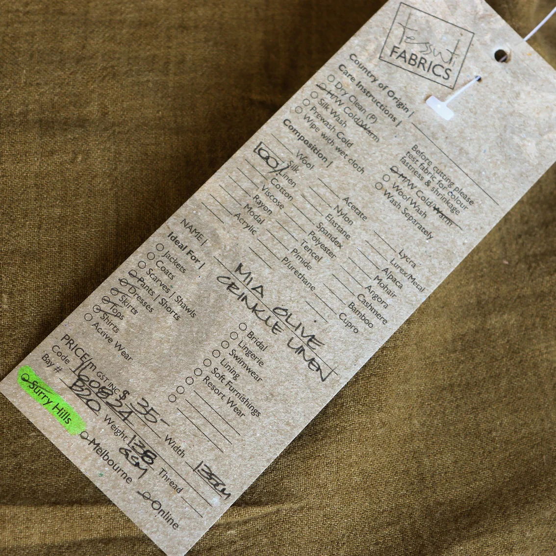 Mia Olive Crinkle Linen - Image 3