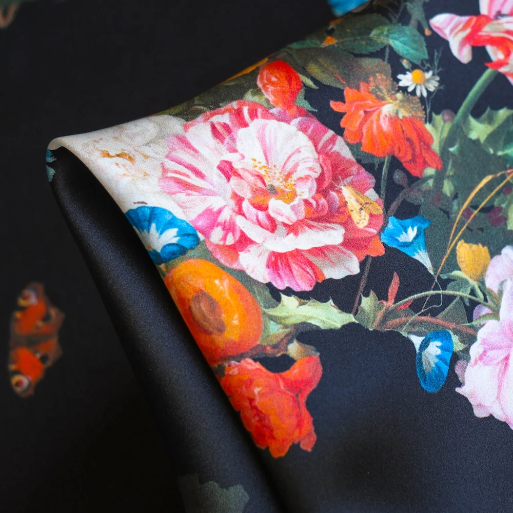 Midnight Orchard Silk Satin