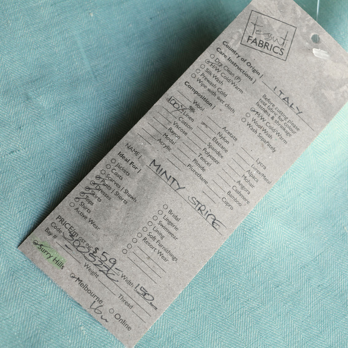 Minty Stripe Linen Herringbone - Image 3