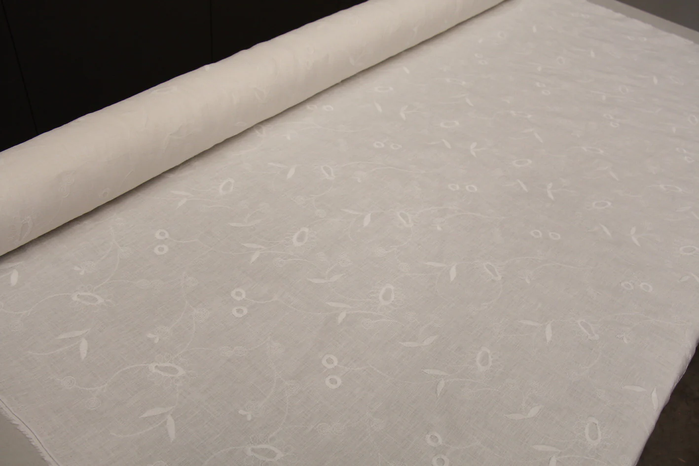 Off White Embroidered Linen - Image 3