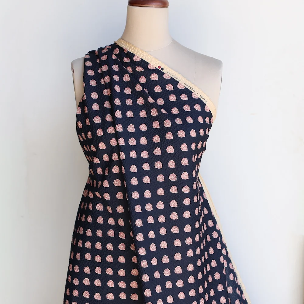 Oki Motif Navy Seersucker - Image 5