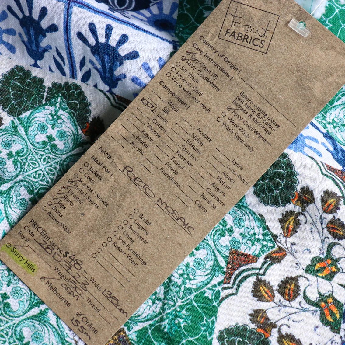 Porto Mosaic Printed Linen - Image 7