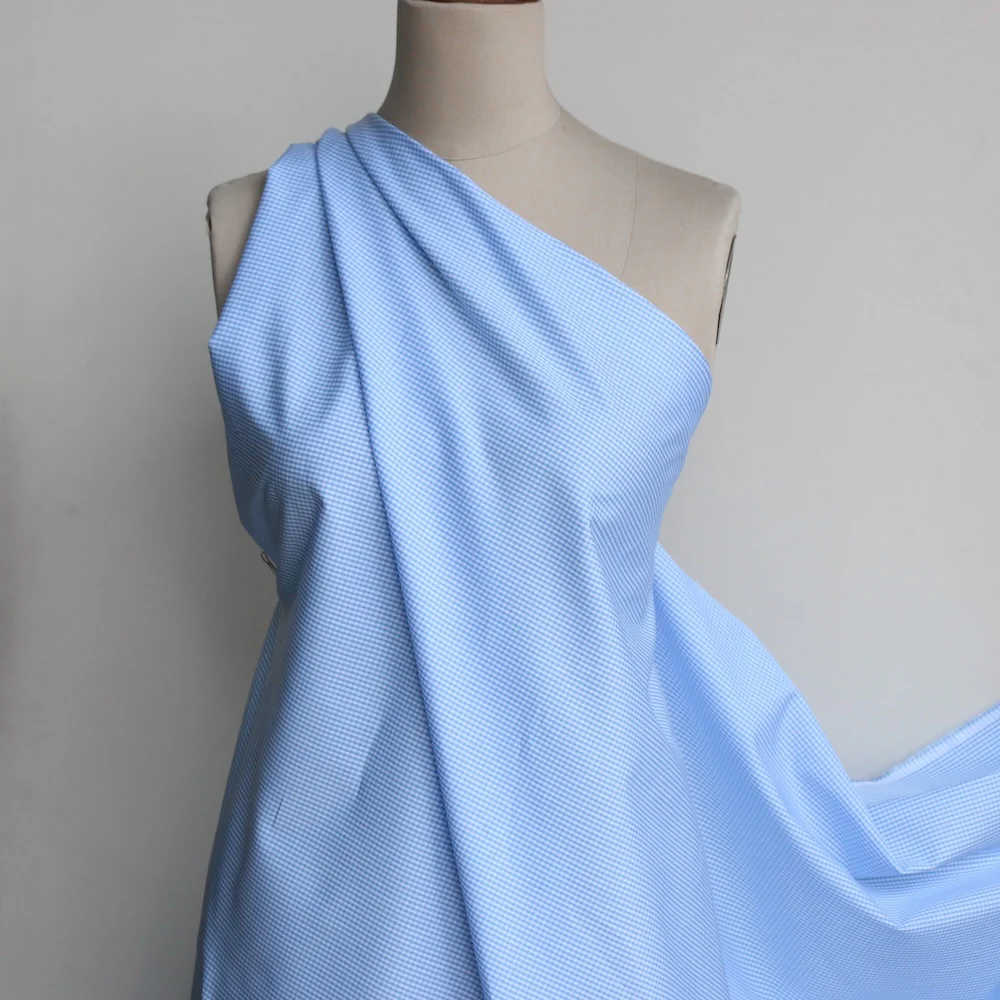 Positano Sky Gingham Shirting - Image 4
