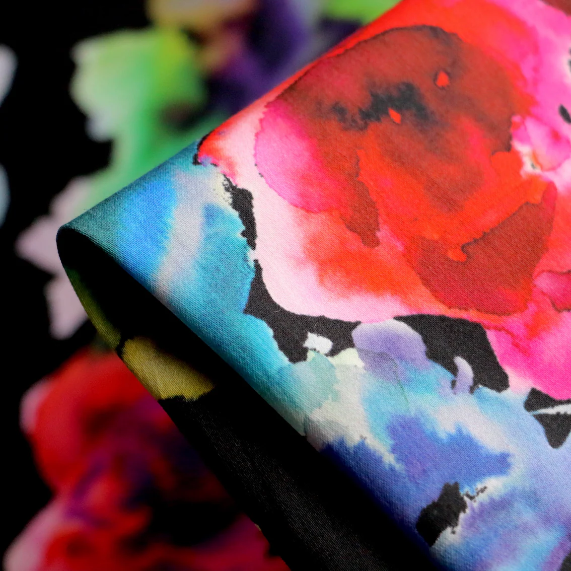 Rainbow Floral Stretch Poplin