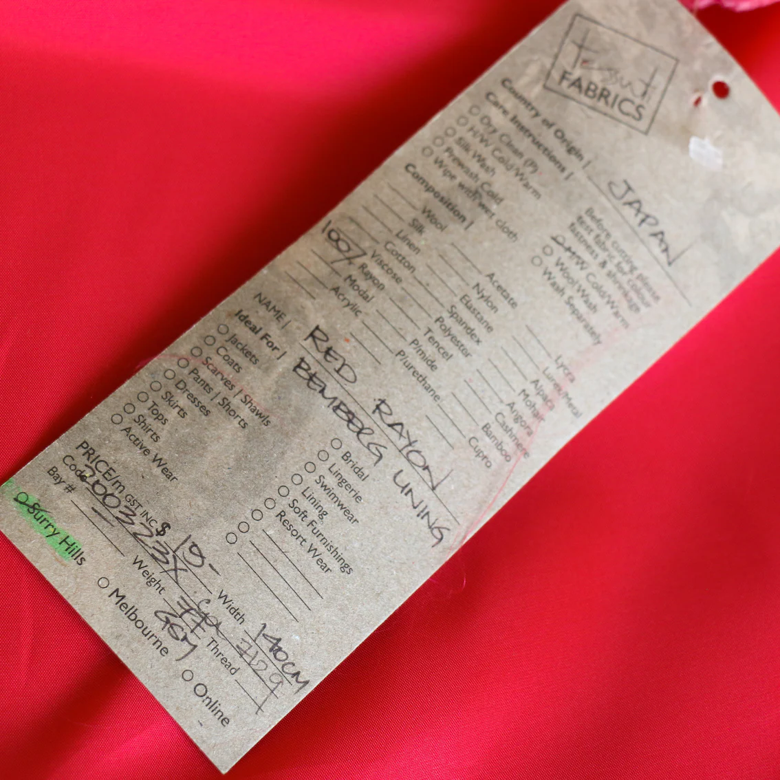 Red Rayon Lining (137cm wide) - Image 3