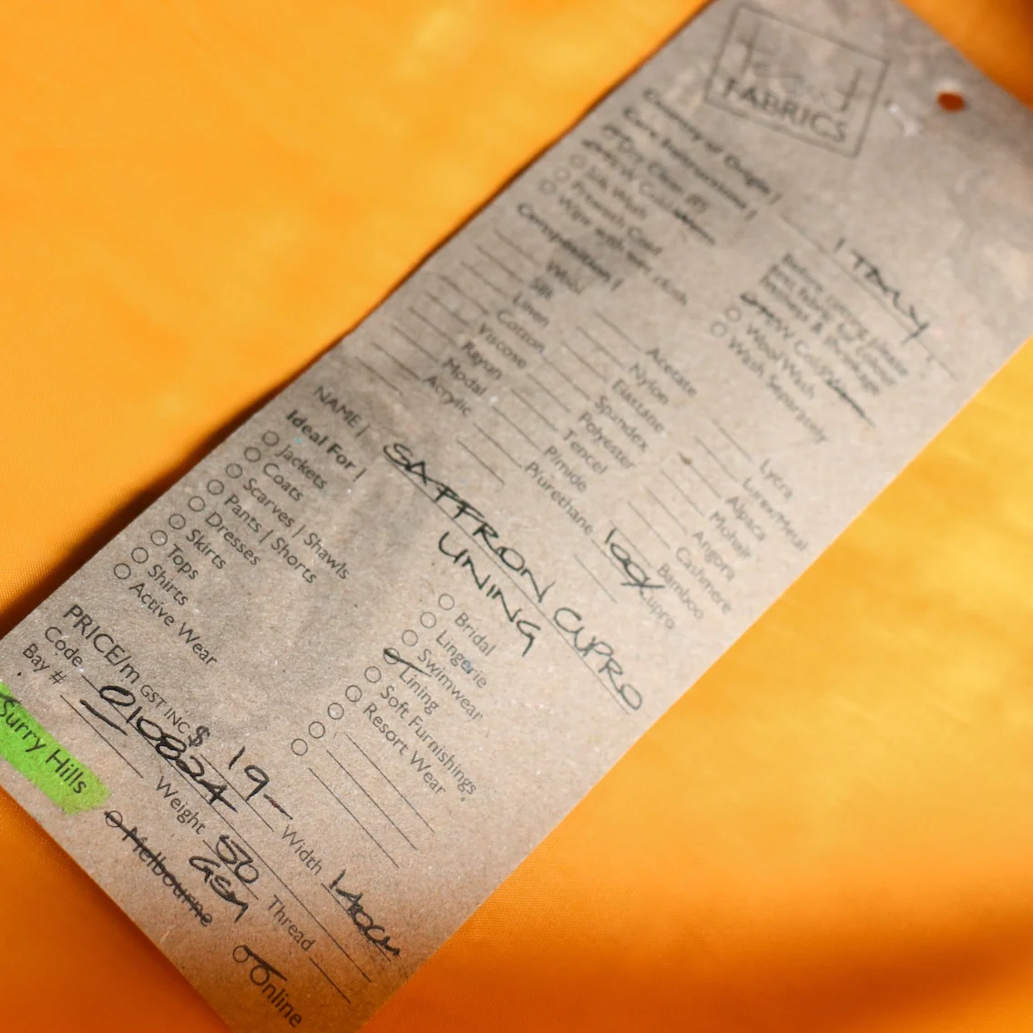Saffron Cupro Lining - Image 3