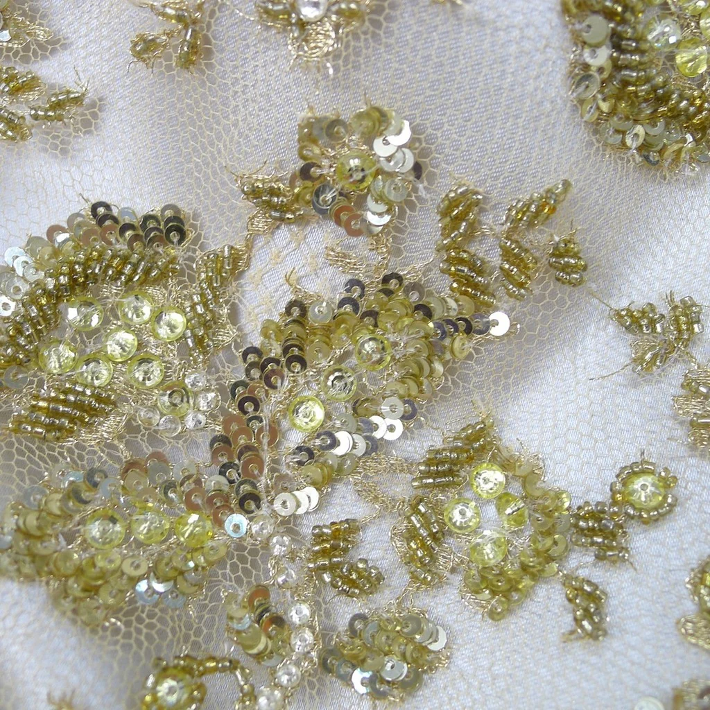 Sequined Gold Beaded Trim - Image 5