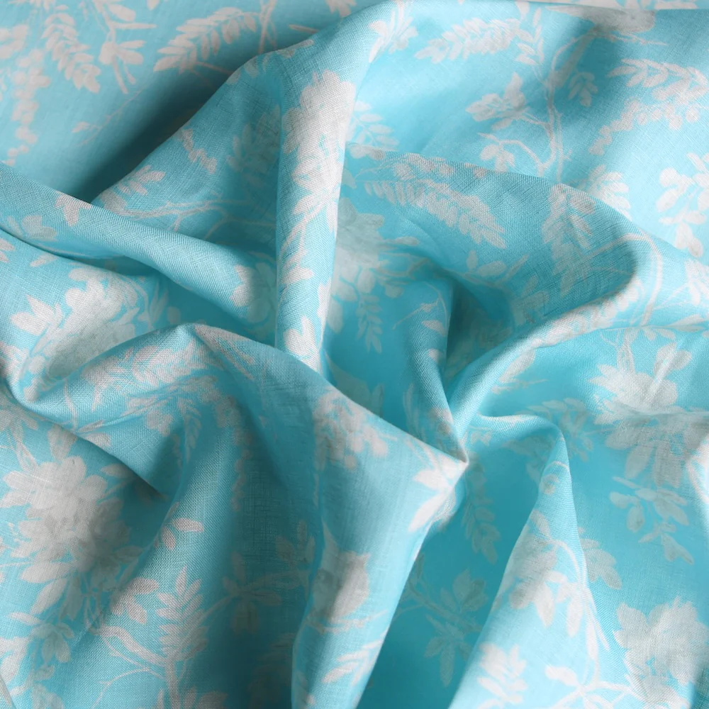 Serenity in Blue Printed Linen - Image 2