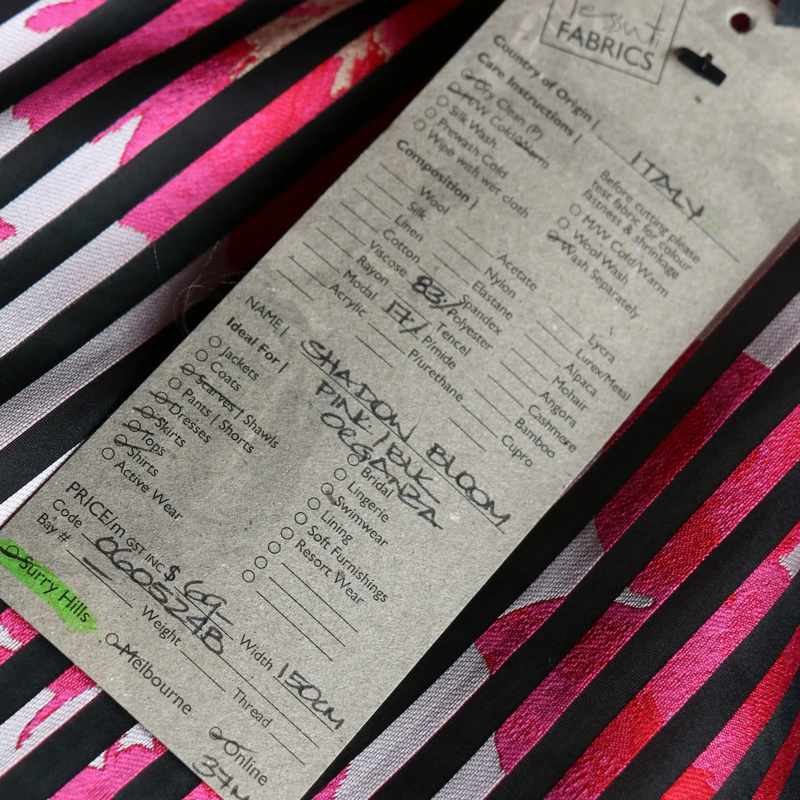 Shadow Bloom Pink/Black Organza/Stripe - Image 4