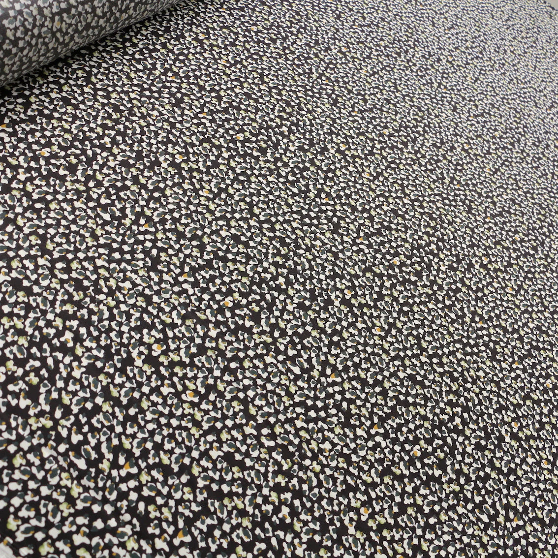 Shia Black Leaf Viscose Twill - Image 4