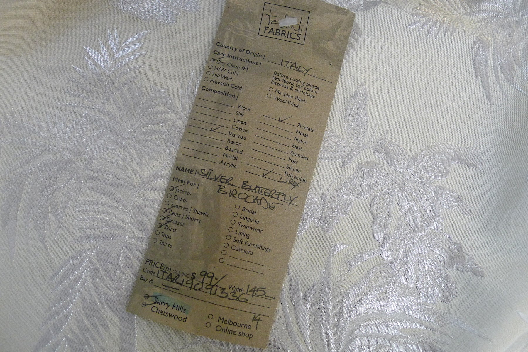Silver Butterfly Brocade - Image 6