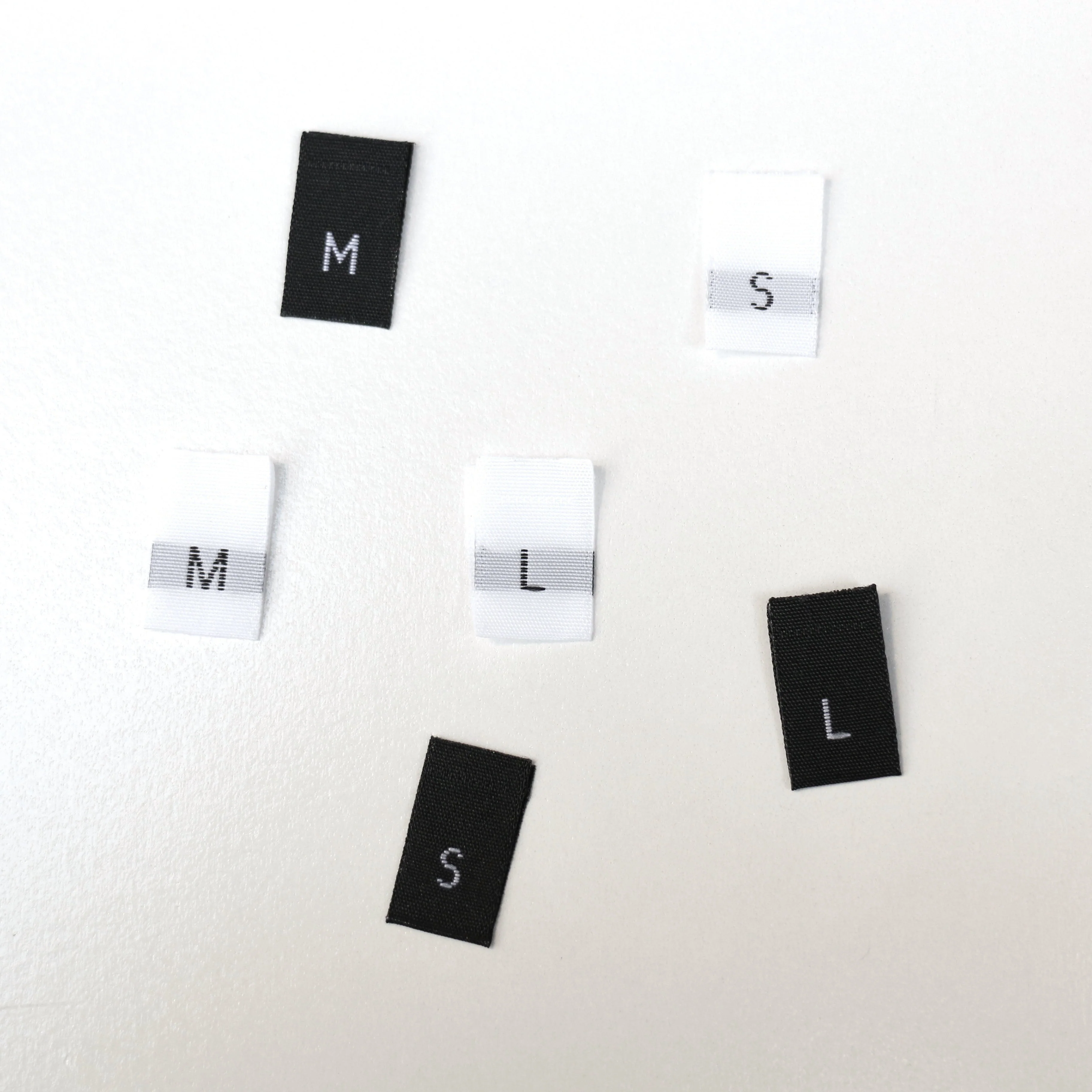 Size Woven Labels - 12 labels (White - XXS, XS, S, M, L, XL)