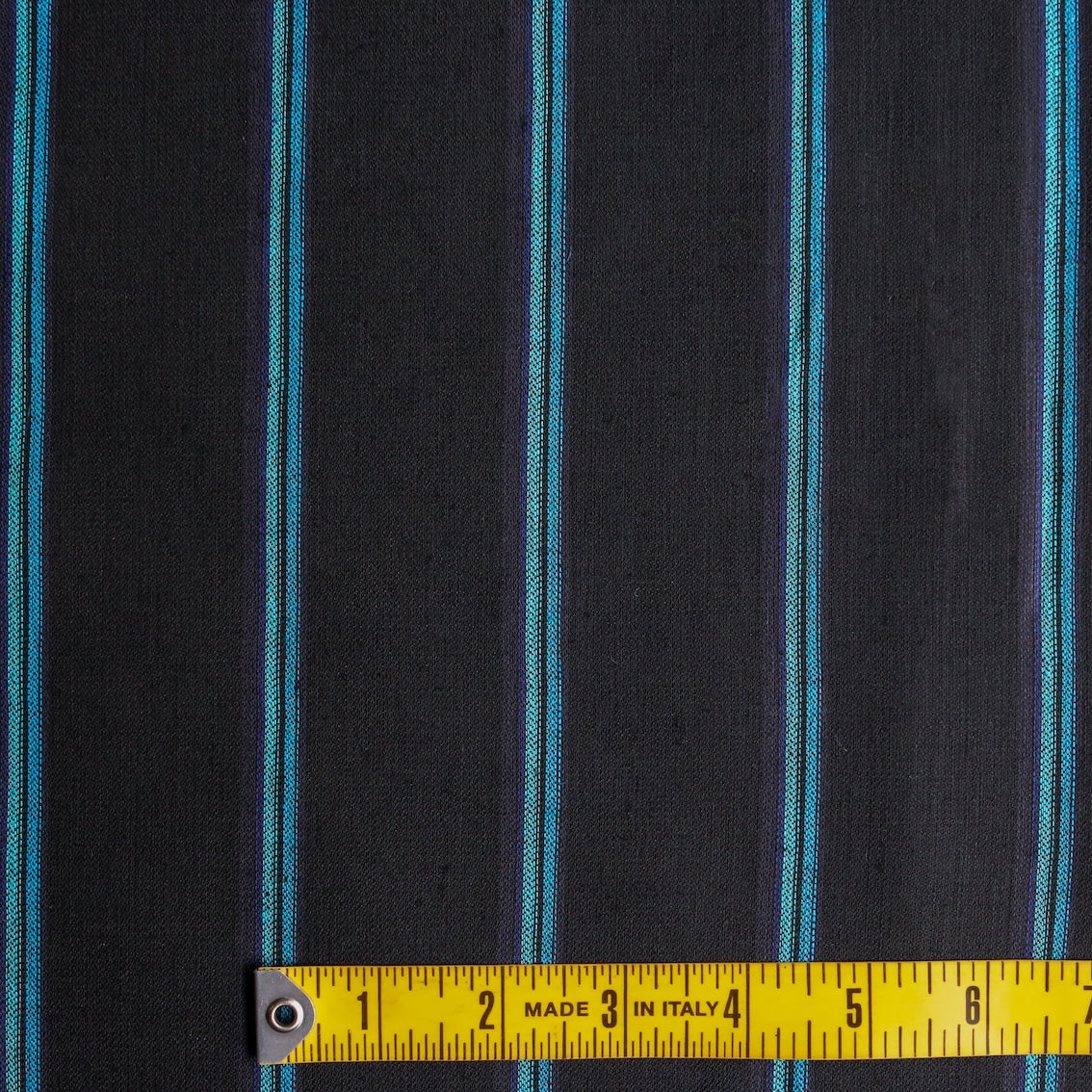 Turquoise/Aqua Stripe on Black Linen - Image 3