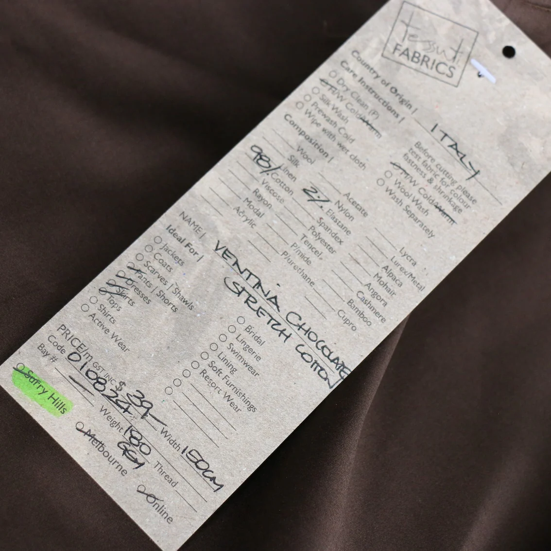 Ventina Chocolate Stretch Cotton - Image 3