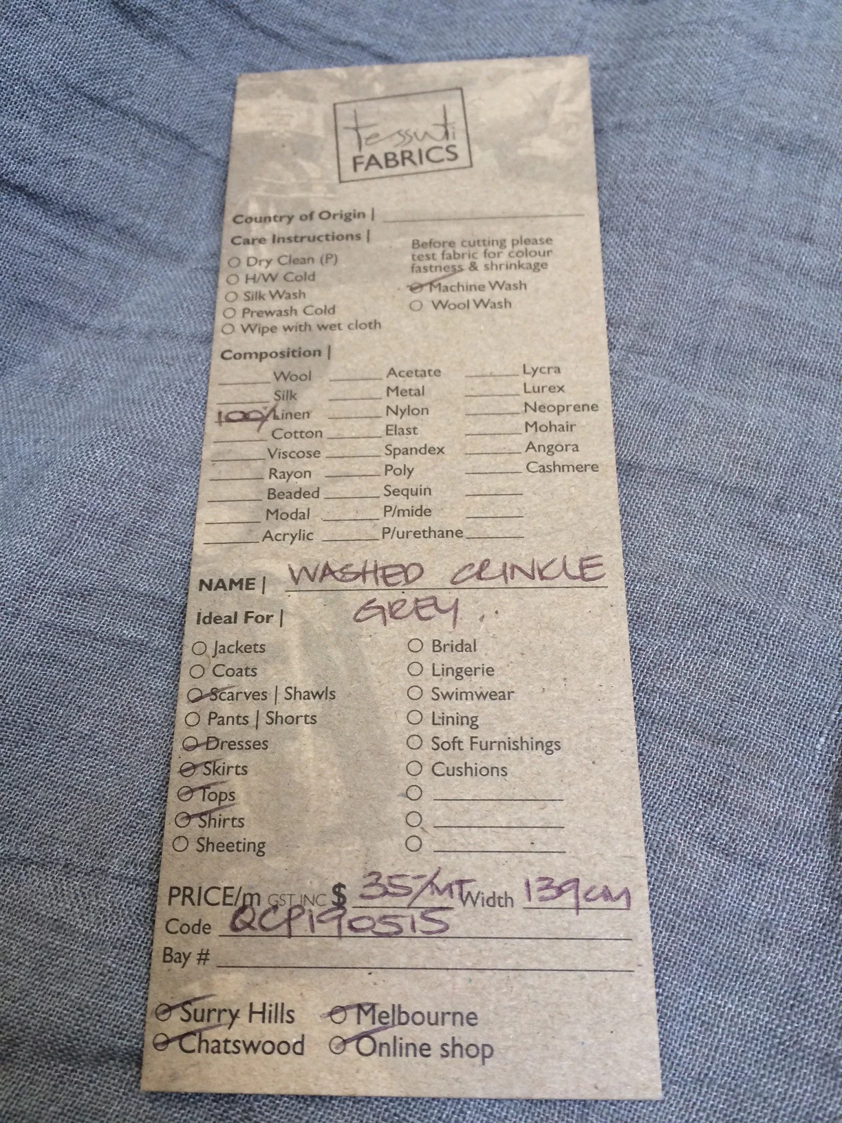 Washed Crinkle Grey Linen - Image 3