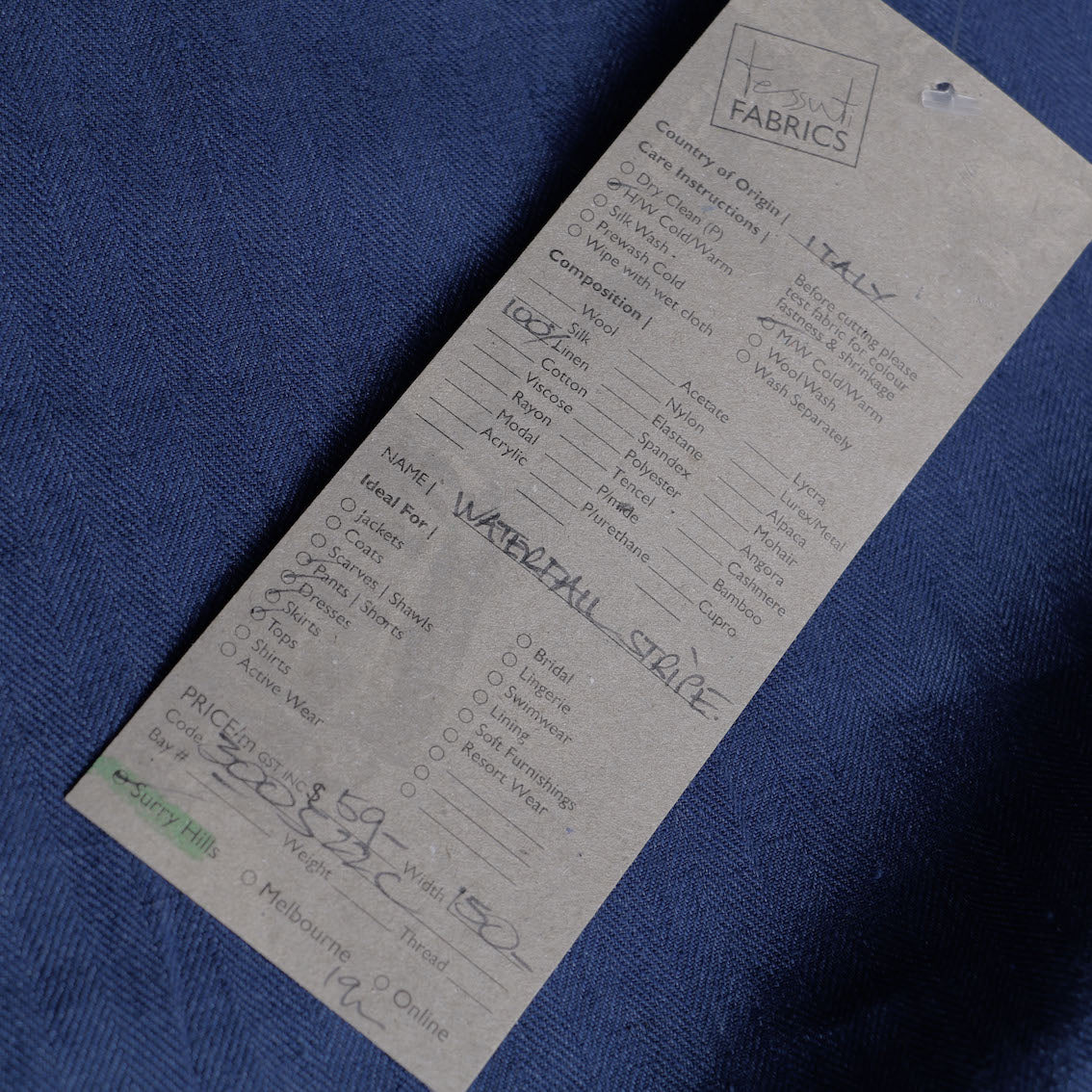 Waterfall Stripe Herringbone Linen - Image 3