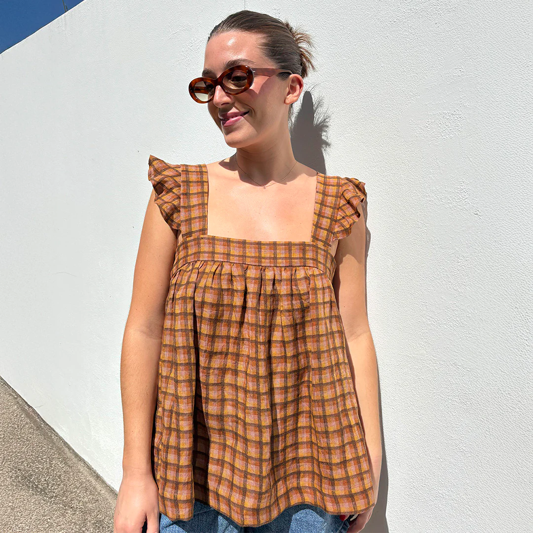 Willow Check Rust/Rose Linen - Image 2