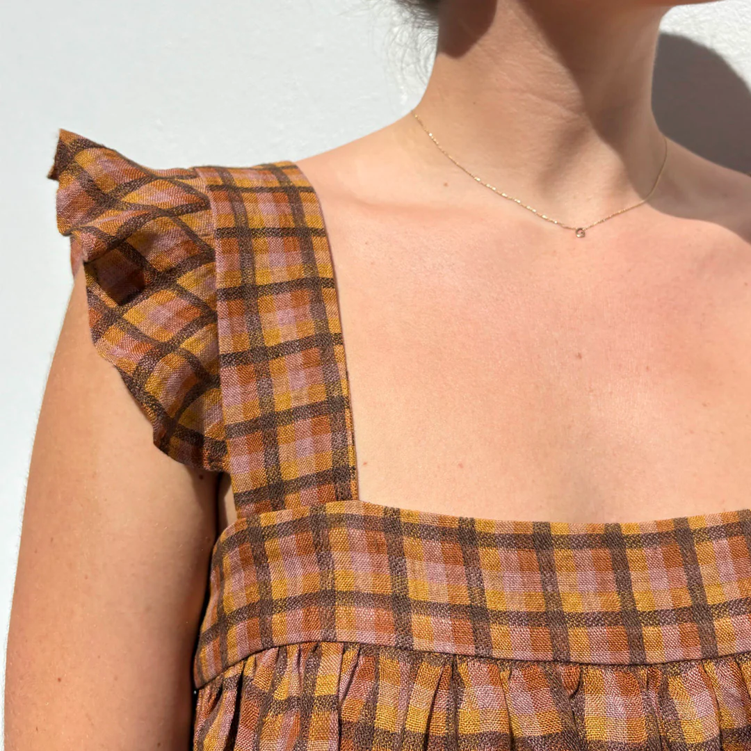 Willow Check Rust/Rose Linen - Image 3