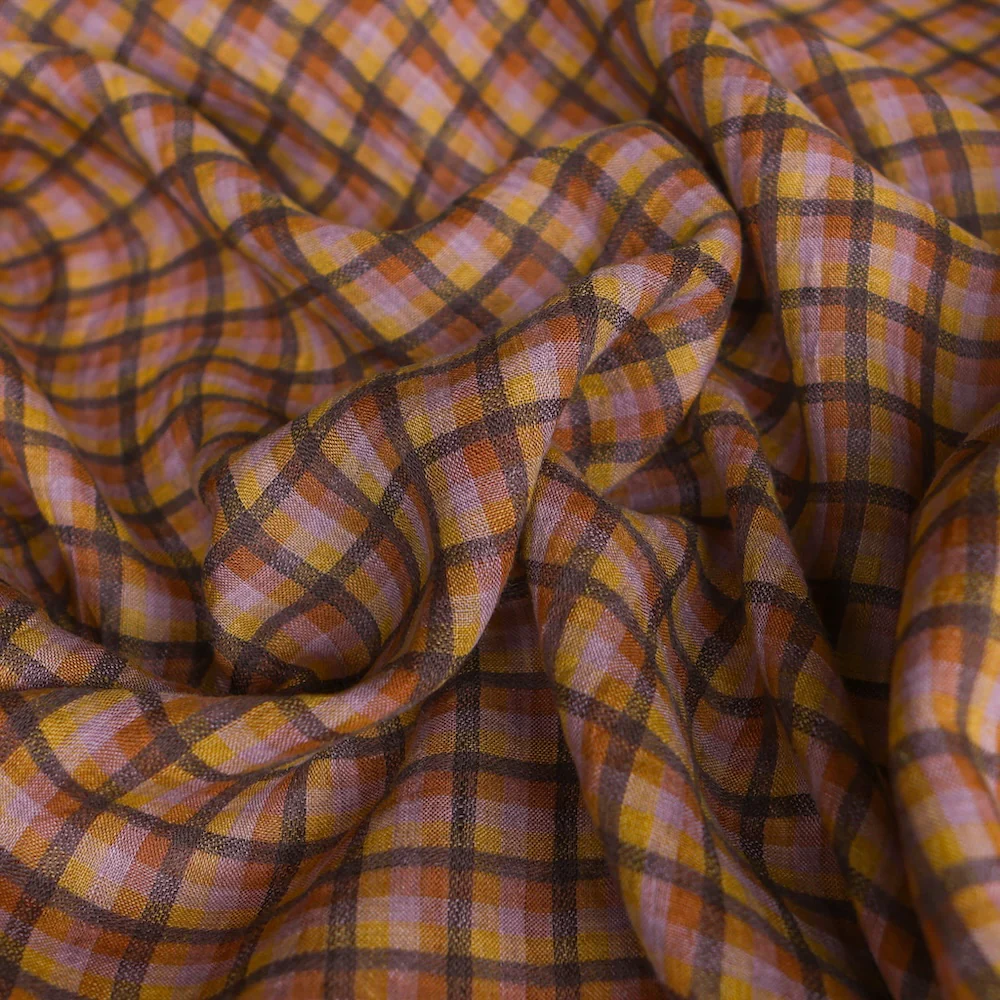 Willow Check Rust/Rose Linen - Image 4