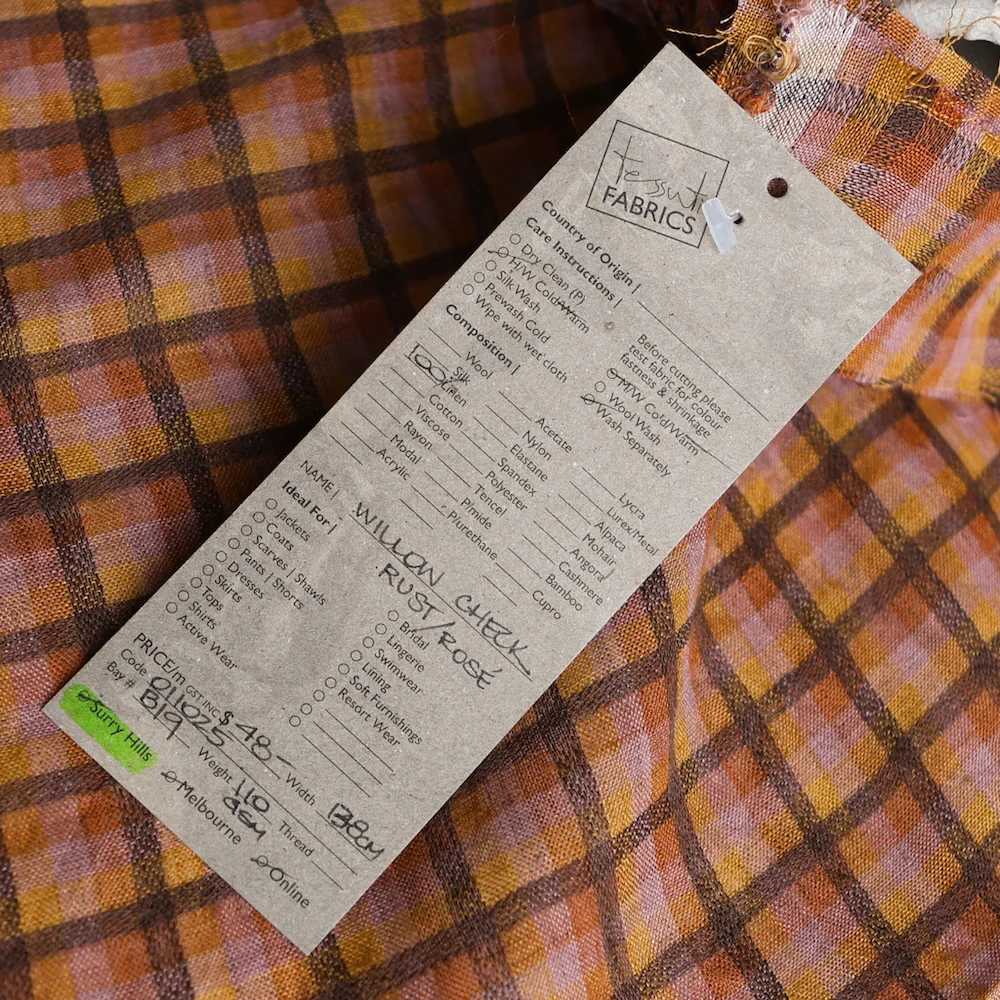 Willow Check Rust/Rose Linen - Image 6