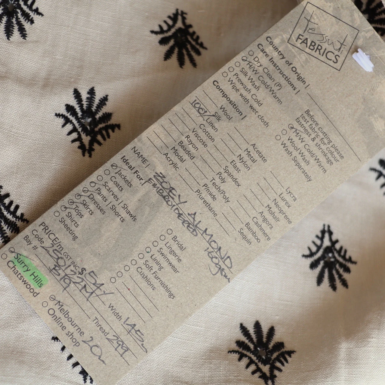 Zoey Almond Embroidered Linen - Image 4
